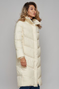Купить Пальто утепленное молодежное зимнее женское светло-бежевого цвета 52325SB, фото 19