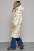 Купить Пальто утепленное молодежное зимнее женское светло-бежевого цвета 52325SB, фото 21
