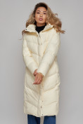 Купить Пальто утепленное молодежное зимнее женское светло-бежевого цвета 52325SB, фото 22