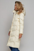 Купить Пальто утепленное молодежное зимнее женское светло-бежевого цвета 52325SB, фото 3