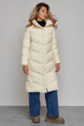 Купить Пальто утепленное молодежное зимнее женское светло-бежевого цвета 52325SB, фото 4