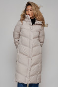 Купить Пальто утепленное молодежное зимнее женское светло-серого цвета 52325SS, фото 10