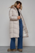 Купить Пальто утепленное молодежное зимнее женское светло-серого цвета 52325SS, фото 14