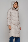 Купить Пальто утепленное молодежное зимнее женское светло-серого цвета 52325SS, фото 6