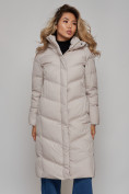 Купить Пальто утепленное молодежное зимнее женское светло-серого цвета 52325SS, фото 8