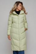 Купить Пальто утепленное молодежное зимнее женское светло-зеленого цвета 52325ZS, фото 17