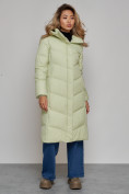 Купить Пальто утепленное молодежное зимнее женское светло-зеленого цвета 52325ZS, фото 2