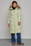 Купить Пальто утепленное молодежное зимнее женское светло-зеленого цвета 52325ZS, фото 3