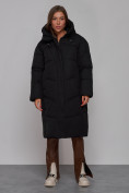 Купить Пальто утепленное молодежное зимнее женское черного цвета 52326Ch