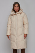 Купить Пальто утепленное молодежное зимнее женское светло-бежевого цвета 52326SB, фото 10