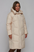 Купить Пальто утепленное молодежное зимнее женское светло-бежевого цвета 52326SB, фото 12