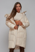 Купить Пальто утепленное молодежное зимнее женское светло-бежевого цвета 52326SB, фото 16