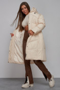 Купить Пальто утепленное молодежное зимнее женское светло-бежевого цвета 52326SB, фото 18