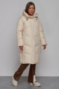 Купить Пальто утепленное молодежное зимнее женское светло-бежевого цвета 52326SB, фото 3