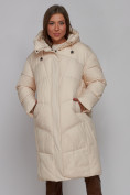 Купить Пальто утепленное молодежное зимнее женское светло-бежевого цвета 52326SB, фото 5