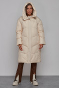 Купить Пальто утепленное молодежное зимнее женское светло-бежевого цвета 52326SB, фото 6