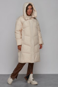 Купить Пальто утепленное молодежное зимнее женское светло-бежевого цвета 52326SB, фото 8
