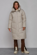 Купить Пальто утепленное молодежное зимнее женское светло-серого цвета 52326SS