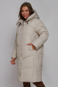 Купить Пальто утепленное молодежное зимнее женское светло-серого цвета 52326SS, фото 10