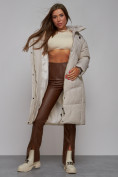Купить Пальто утепленное молодежное зимнее женское светло-серого цвета 52326SS, фото 15