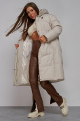 Купить Пальто утепленное молодежное зимнее женское светло-серого цвета 52326SS, фото 17