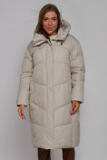 Купить Пальто утепленное молодежное зимнее женское светло-серого цвета 52326SS, фото 8