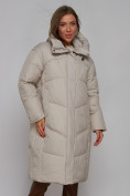 Купить Пальто утепленное молодежное зимнее женское светло-серого цвета 52326SS, фото 9