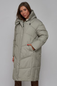 Купить Пальто утепленное молодежное зимнее женское зеленого цвета 52326Z, фото 12
