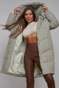 Купить Пальто утепленное молодежное зимнее женское зеленого цвета 52326Z, фото 18