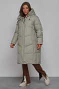 Купить Пальто утепленное молодежное зимнее женское зеленого цвета 52326Z, фото 2