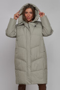 Купить Пальто утепленное молодежное зимнее женское зеленого цвета 52326Z, фото 5