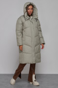 Купить Пальто утепленное молодежное зимнее женское зеленого цвета 52326Z, фото 6