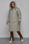 Купить Пальто утепленное молодежное зимнее женское зеленого цвета 52326Z, фото 7