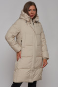 Купить Пальто утепленное молодежное зимнее женское бежевого цвета 52328B, фото 10