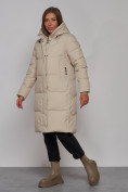 Купить Пальто утепленное молодежное зимнее женское бежевого цвета 52328B, фото 2