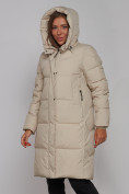 Купить Пальто утепленное молодежное зимнее женское бежевого цвета 52328B, фото 6