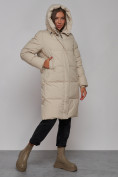 Купить Пальто утепленное молодежное зимнее женское бежевого цвета 52328B, фото 7