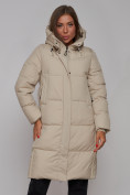 Купить Пальто утепленное молодежное зимнее женское бежевого цвета 52328B, фото 8