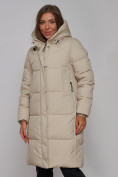 Купить Пальто утепленное молодежное зимнее женское бежевого цвета 52328B, фото 9