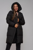 Купить Пальто утепленное молодежное зимнее женское черного цвета 52328Ch, фото 15