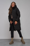 Купить Пальто утепленное молодежное зимнее женское черного цвета 52328Ch, фото 16