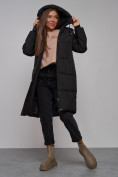 Купить Пальто утепленное молодежное зимнее женское черного цвета 52328Ch, фото 17