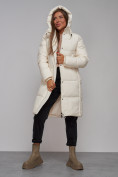 Купить Пальто утепленное молодежное зимнее женское светло-бежевого цвета 52328SB, фото 18