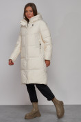 Купить Пальто утепленное молодежное зимнее женское светло-бежевого цвета 52328SB, фото 2