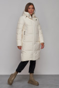 Купить Пальто утепленное молодежное зимнее женское светло-бежевого цвета 52328SB, фото 3