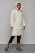 Купить Пальто утепленное молодежное зимнее женское светло-бежевого цвета 52328SB, фото 7