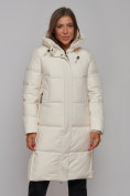 Купить Пальто утепленное молодежное зимнее женское светло-бежевого цвета 52328SB, фото 8