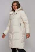 Купить Пальто утепленное молодежное зимнее женское светло-бежевого цвета 52328SB, фото 9