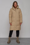 Купить Пальто утепленное молодежное зимнее женское светло-коричневого цвета 52328SK
