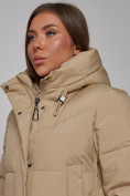 Купить Пальто утепленное молодежное зимнее женское светло-коричневого цвета 52328SK, фото 12